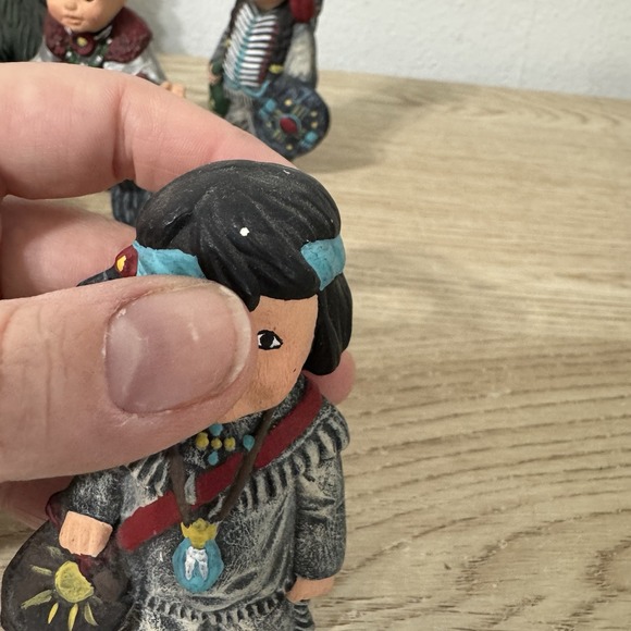 Native American Nativity Scene Kimple Hand Painted Ceramic 13 Pieces‎ Vintage - Picture 8 of 16